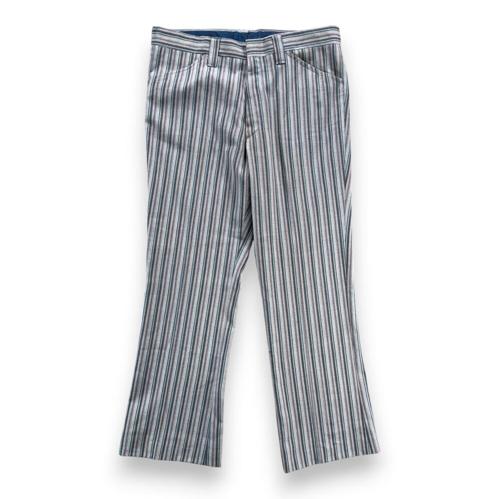 Vintage Farah Pants Mens 34x29 Blue Gray Chevron Striped Talon Zipper USA 60s